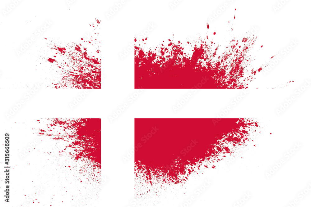 Poster  flag of denmark with texture. template for design