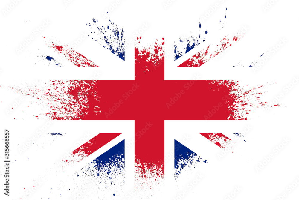 Poster flag of great britain with texture. template for design