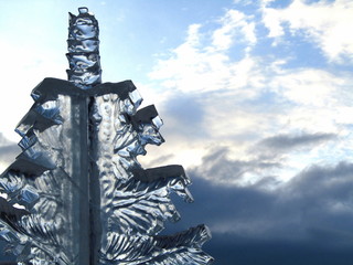 An ice figure carved against the sky