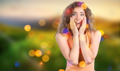 Young happy smile woman on a natural background