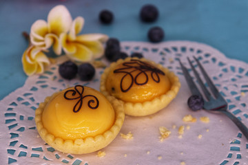 passion fruit tart and fiji flower