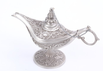 Aladdin magic lamp isolated on white 