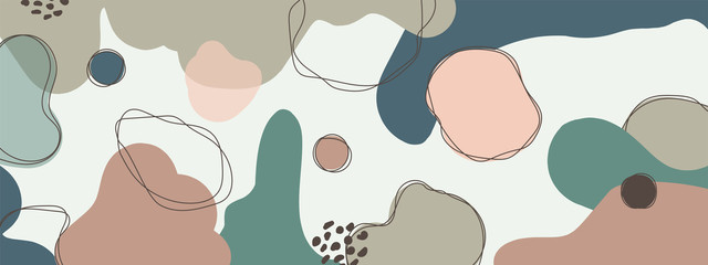 Horizontal abstract banner background in modern colors, in popular flat art style