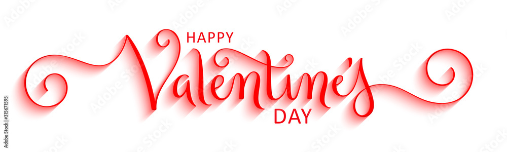 Wall mural happy valentine's day red vector brush calligraphy banner with spirals - Wall murals
