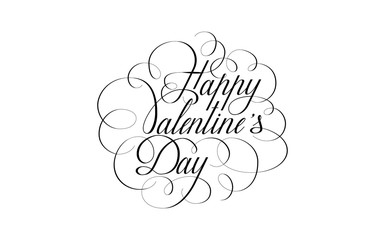 Valentine day love isolated vintage of black hand lettering calligraphy handwriting penmanship inscription