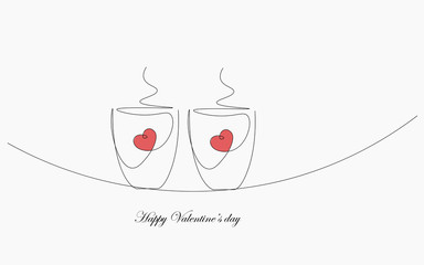Valentine day background cup off coffee heart vector illustration