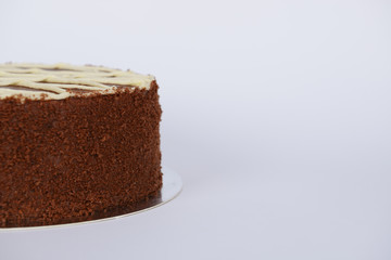 Chocolate biscuitcake on a white background