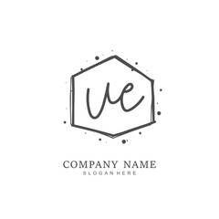  Handwritten initial letter U E UE for identity and logo. Vector logo template with handwriting and signature style.