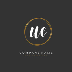  Handwritten initial letter U E UE for identity and logo. Vector logo template with handwriting and signature style.