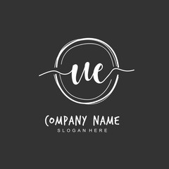  Handwritten initial letter U E UE for identity and logo. Vector logo template with handwriting and signature style.
