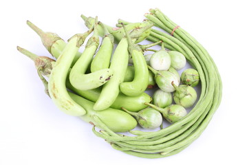 eggplant and lentils isolated on white 