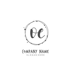 Handwritten initial letter O E OE for identity and logo. Vector logo template with handwriting and signature style.