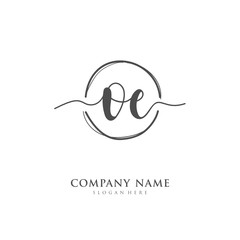 Handwritten initial letter O E OE for identity and logo. Vector logo template with handwriting and signature style.
