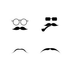 Mustache flat icon. Mustache web icon. Monochrome mustache isolated on background