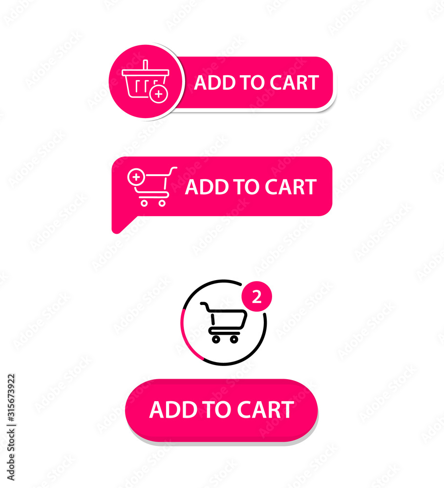 Leinwandbilder set of vector modern trendy flat buttons. add to cart. shop now button for a site. modern ui buy now