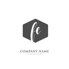 Handwritten initial letter F E FE for identity and logo. Vector logo template with handwriting and signature style.