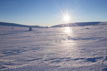 Landscape of the Giant mountains (Krkonose) in winter