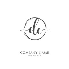 Handwritten initial letter D E DE for identity and logo. Vector logo template with handwriting and signature style.