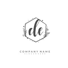 Handwritten initial letter D E DE for identity and logo. Vector logo template with handwriting and signature style.