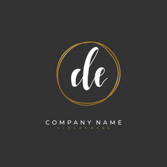 Handwritten initial letter D E DE for identity and logo. Vector logo template with handwriting and signature style.