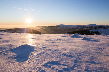 Morning mood in Krkonose (Czech Republic) in winter