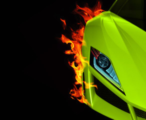 green super car fire