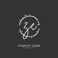 Handwritten initial letter Z E ZE for identity and logo. Vector logo template with handwriting and signature style.
