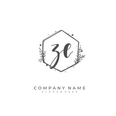 Handwritten initial letter Z E ZE for identity and logo. Vector logo template with handwriting and signature style.