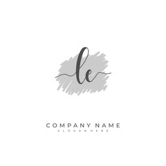Fototapeta premium Handwritten initial letter L E LE for identity and logo. Vector logo template with handwriting and signature style.