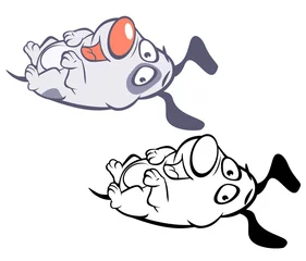 Fototapeten Vektor-Illustration eines niedlichen Cartoon-Charakter-Jagdhundes für Sie Design und Computerspiel. Malbuch Gliederung © liusa