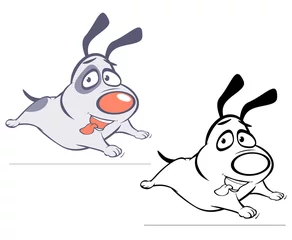Fototapeten Vektor-Illustration eines niedlichen Cartoon-Charakter-Jagdhundes für Sie Design und Computerspiel. Malbuch Gliederung © liusa