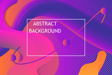 Geometric liquid with purple orange gradient background. Abstract vector illustration design for presentation layout or template, flyer, poster, brochure.