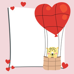 cheerful leopard on a balloon in the form of a heart - 315677125