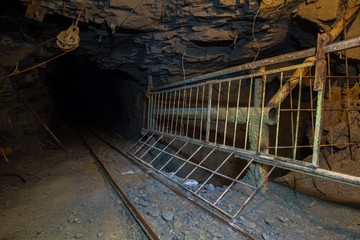 Underground gold mine shaft tunnel ore and waste passes 