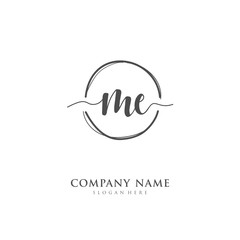  Handwritten initial letter M E ME for identity and logo. Vector logo template with handwriting and signature style.