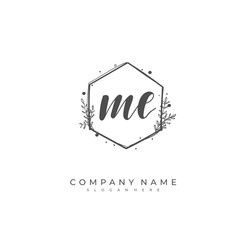  Handwritten initial letter M E ME for identity and logo. Vector logo template with handwriting and signature style.