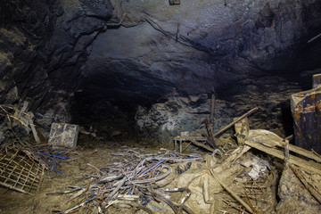 Underground gold mine shaft collapsed tunnel
