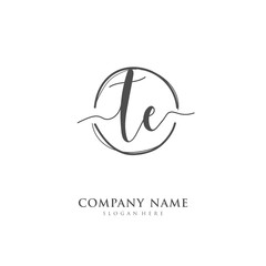 Handwritten initial letter T E TE for identity and logo. Vector logo template with handwriting and signature style.