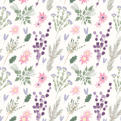 wild flower garden seamless pattern