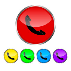 Set of phone icons in the form of a button with a flare for your design, phone tube icon, vector illustration