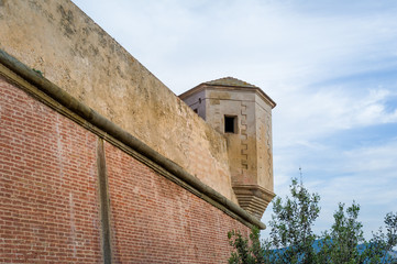 Portoferraio, Elba island fortress walls of Fort Stella, Italy