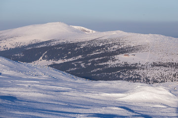 Landscape of the Giant mountains (Krkonose) in winter