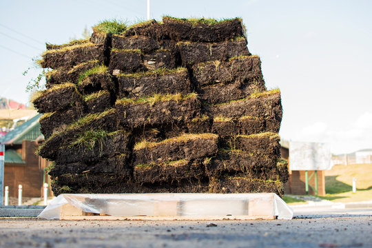 Stack Of Grass Sod Residential Development