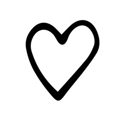 Heart isolated on a white background, contour. Vector illustration in Doodle style.