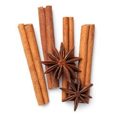 Cinnamon Sticks With Anise Stars Isolated
