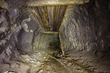 Underground gold mine shaft tunnel