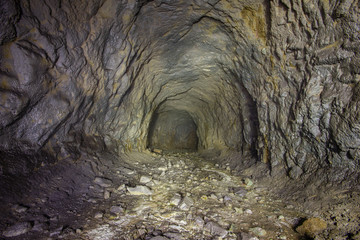 Underground gold mine shaft tunnel