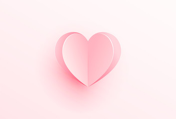 Pink heart cut out from paper vector illustration. Valentines day card.