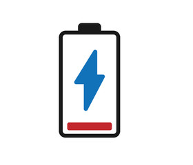 Lower battery icon vector, low charge icon