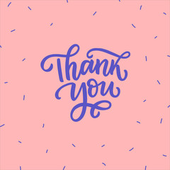 Thank you hand drawn lettering card.  Cute abstract trendy card template.
